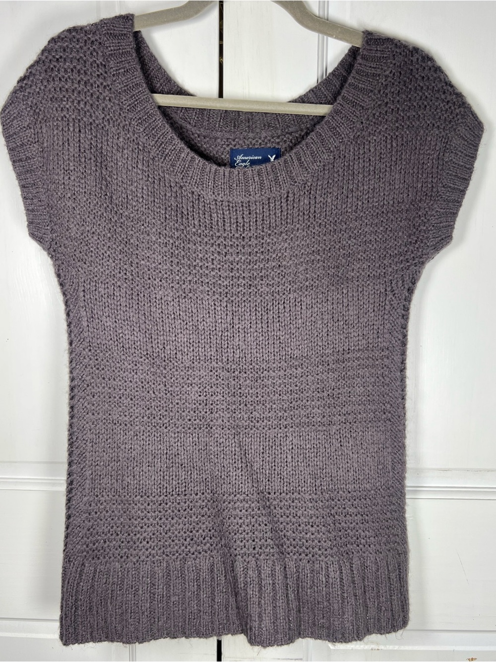 AE Outfitters Brownish/Grayish Knit Short-Sleeve Sweater Wool Blend Sz Medium